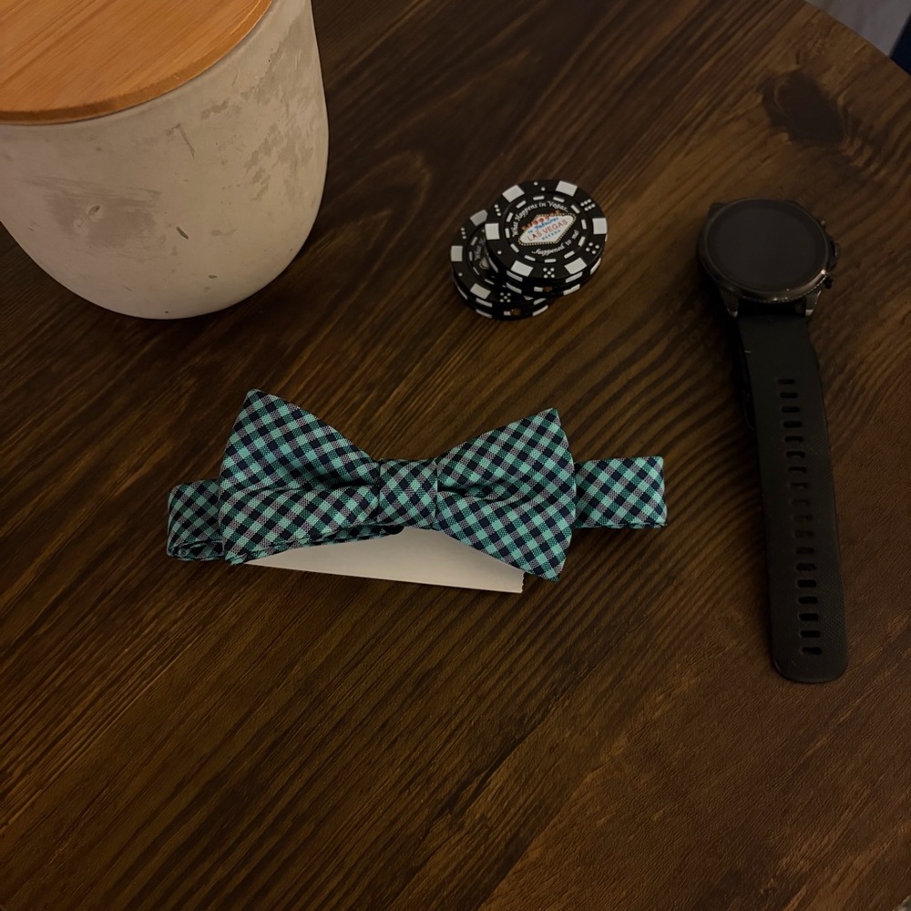 Chaps Men’s Blue & Teal Gingham Check Bow Tie - NWT